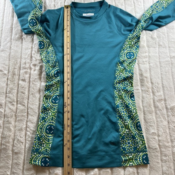 Columbia Teal/Yellow Long-Sleeve Omni-Shade Shirt  Women's‎ XS - Picture 5 of 9